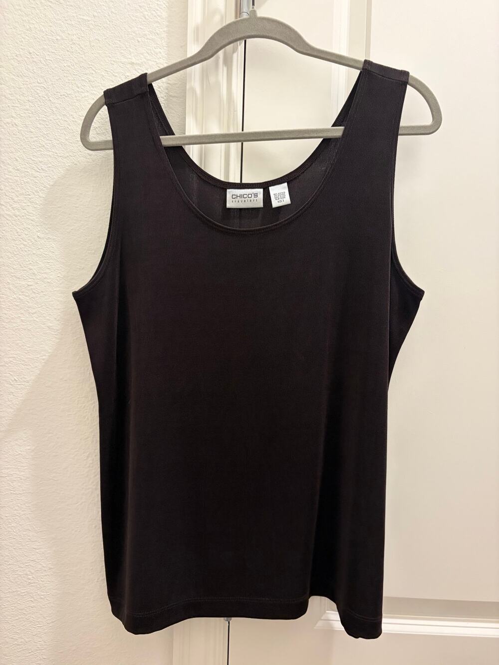 Chico’s Travelers Tank Top Size 3 Brown Acetate Stretch Sleeveless Travel Knit